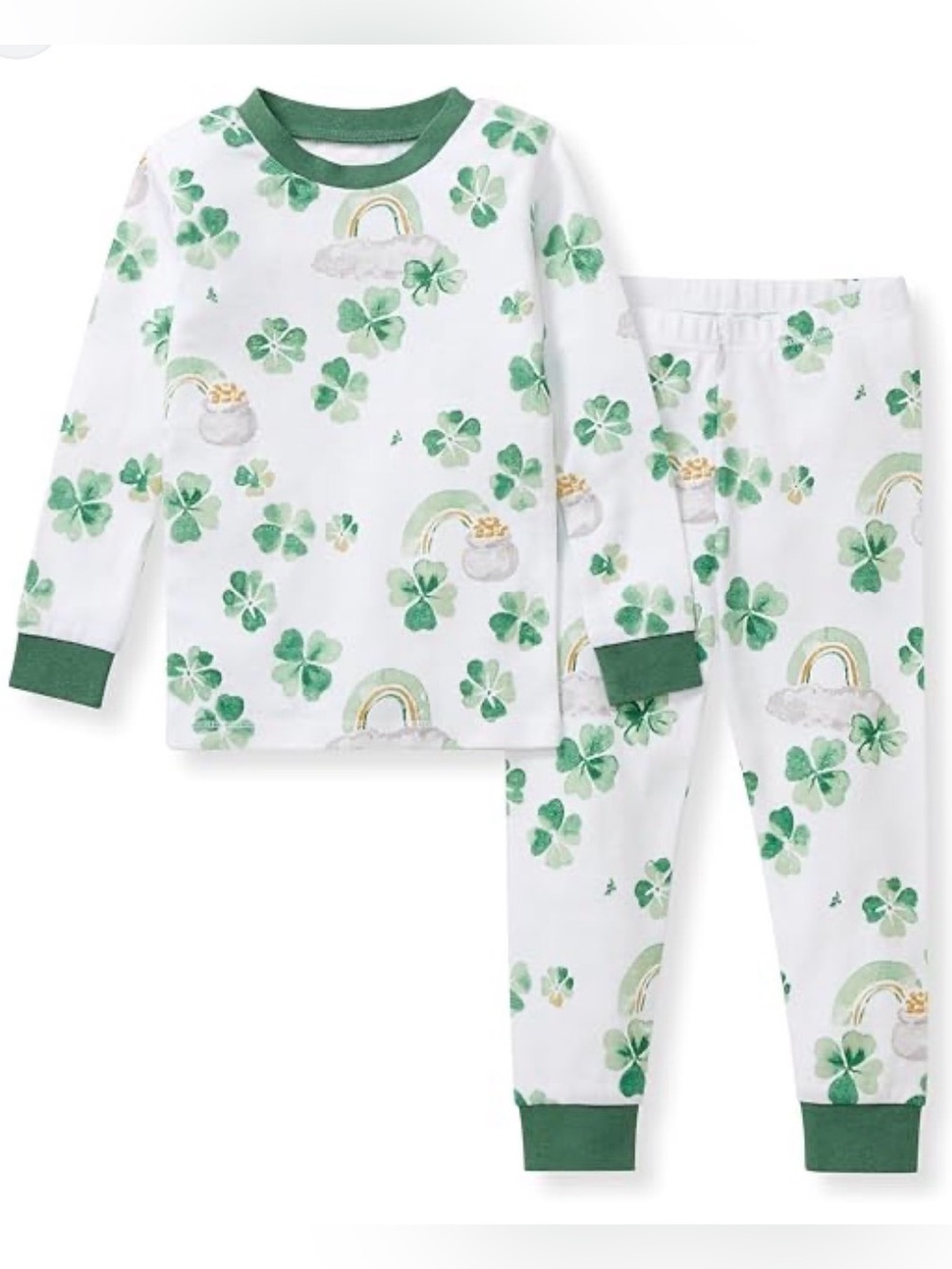Burt’s Bees Shamrock & Rainbow Pajama Set - Long Sleeve Two-Piece